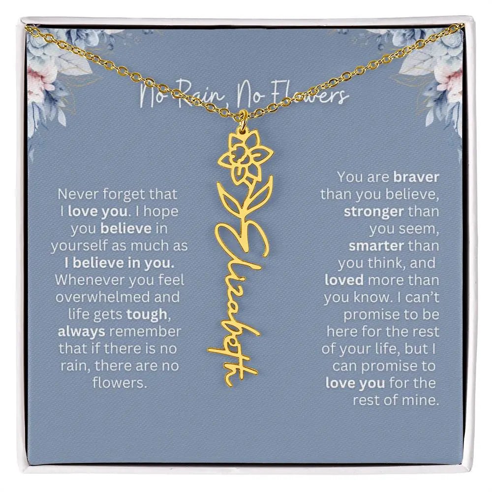 No Rain - No Flowers | Birth Necklace | Name Necklace | Custom Gift from Dad to Daughter and Bonus Daughter - Ever Trendy Essentials