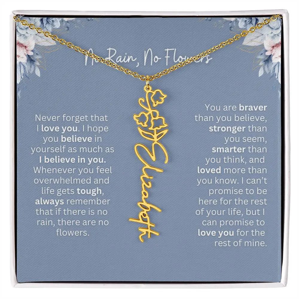 No Rain - No Flowers | Birth Necklace | Name Necklace | Custom Gift from Dad to Daughter and Bonus Daughter - Ever Trendy Essentials