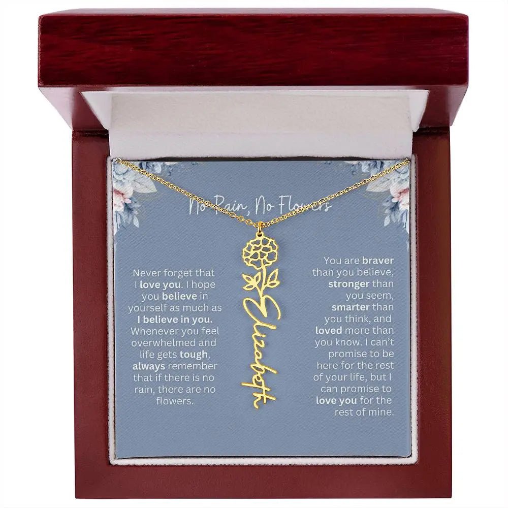 No Rain - No Flowers | Birth Necklace | Name Necklace | Custom Gift from Dad to Daughter and Bonus Daughter - Ever Trendy Essentials