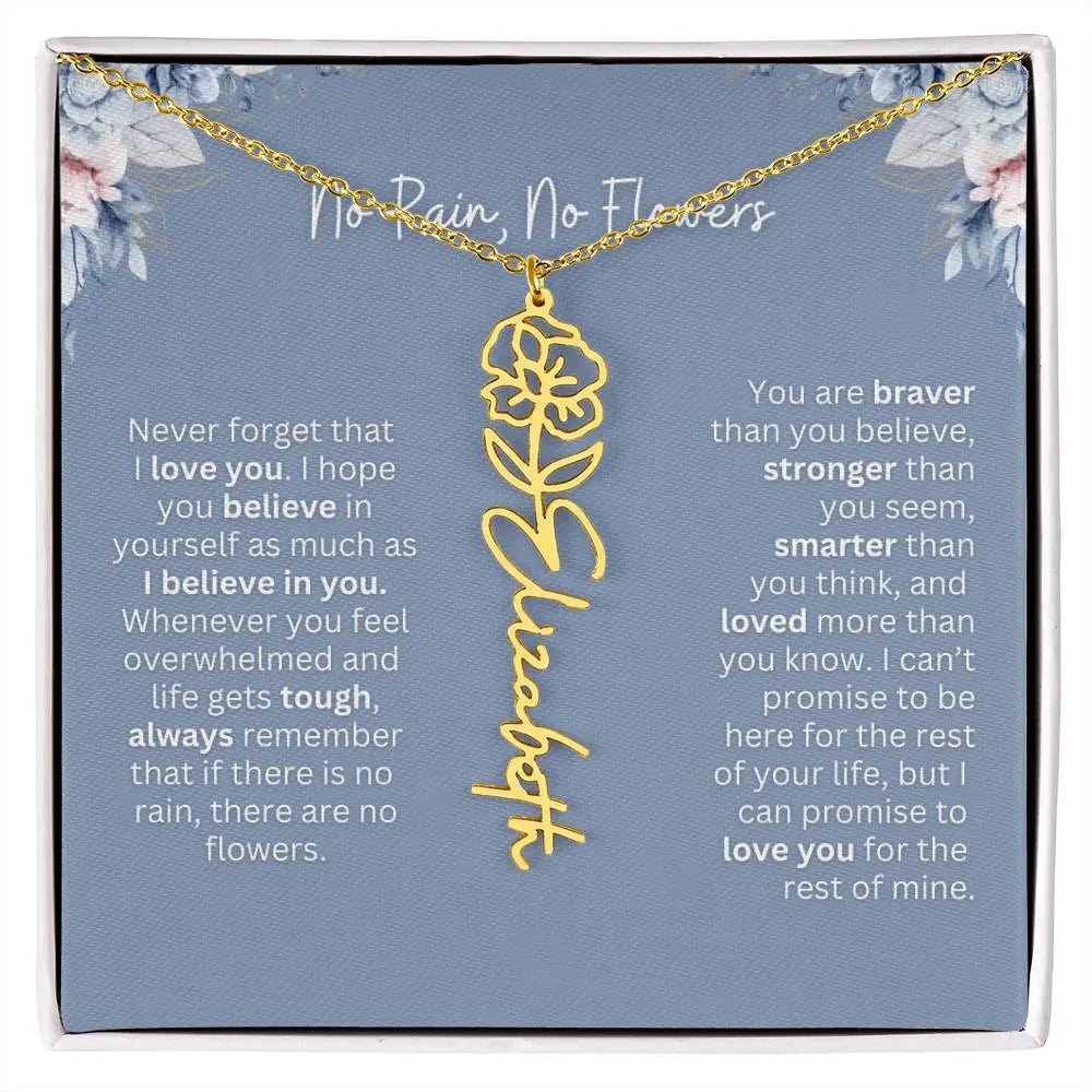 No Rain - No Flowers | Birth Necklace | Name Necklace | Custom Gift from Dad to Daughter and Bonus Daughter - Ever Trendy Essentials