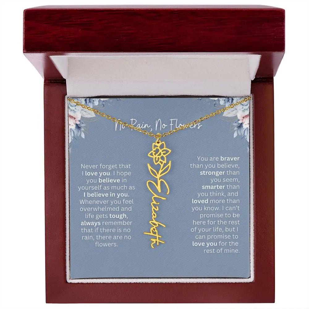 No Rain - No Flowers | Birth Necklace | Name Necklace | Custom Gift from Dad to Daughter and Bonus Daughter - Ever Trendy Essentials