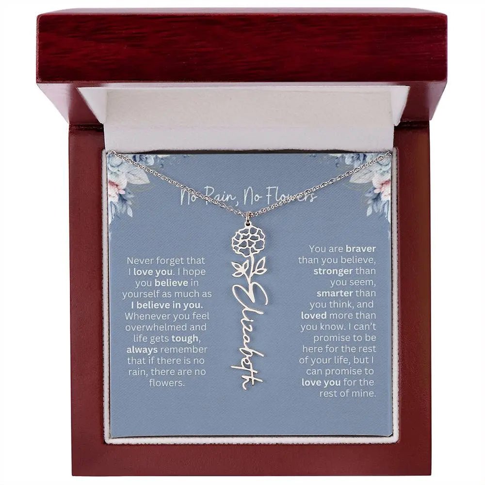 No Rain - No Flowers | Birth Necklace | Name Necklace | Custom Gift from Dad to Daughter and Bonus Daughter - Ever Trendy Essentials