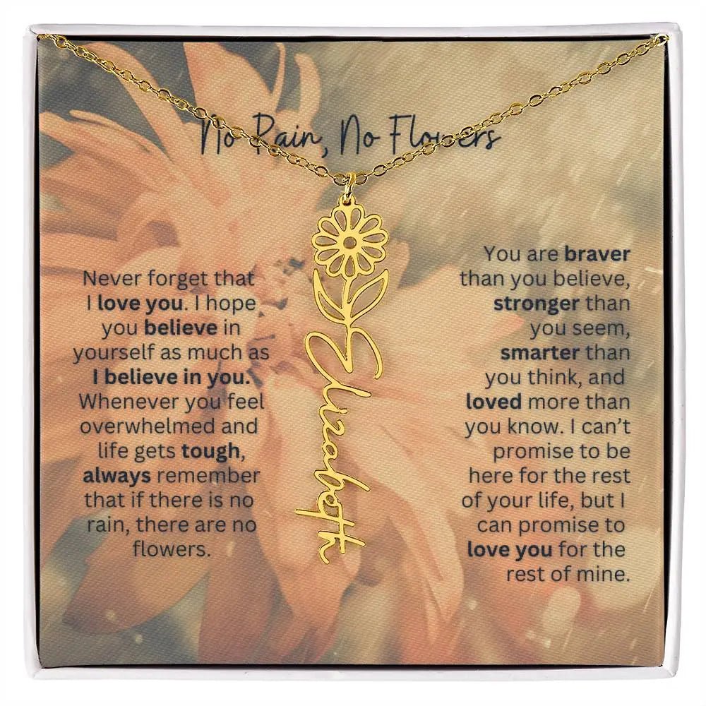 No Rain - No Flowers | Birth Necklace | Name Necklace | Elegant Jewelry for Wife, Daughter - Ever Trendy Essentials