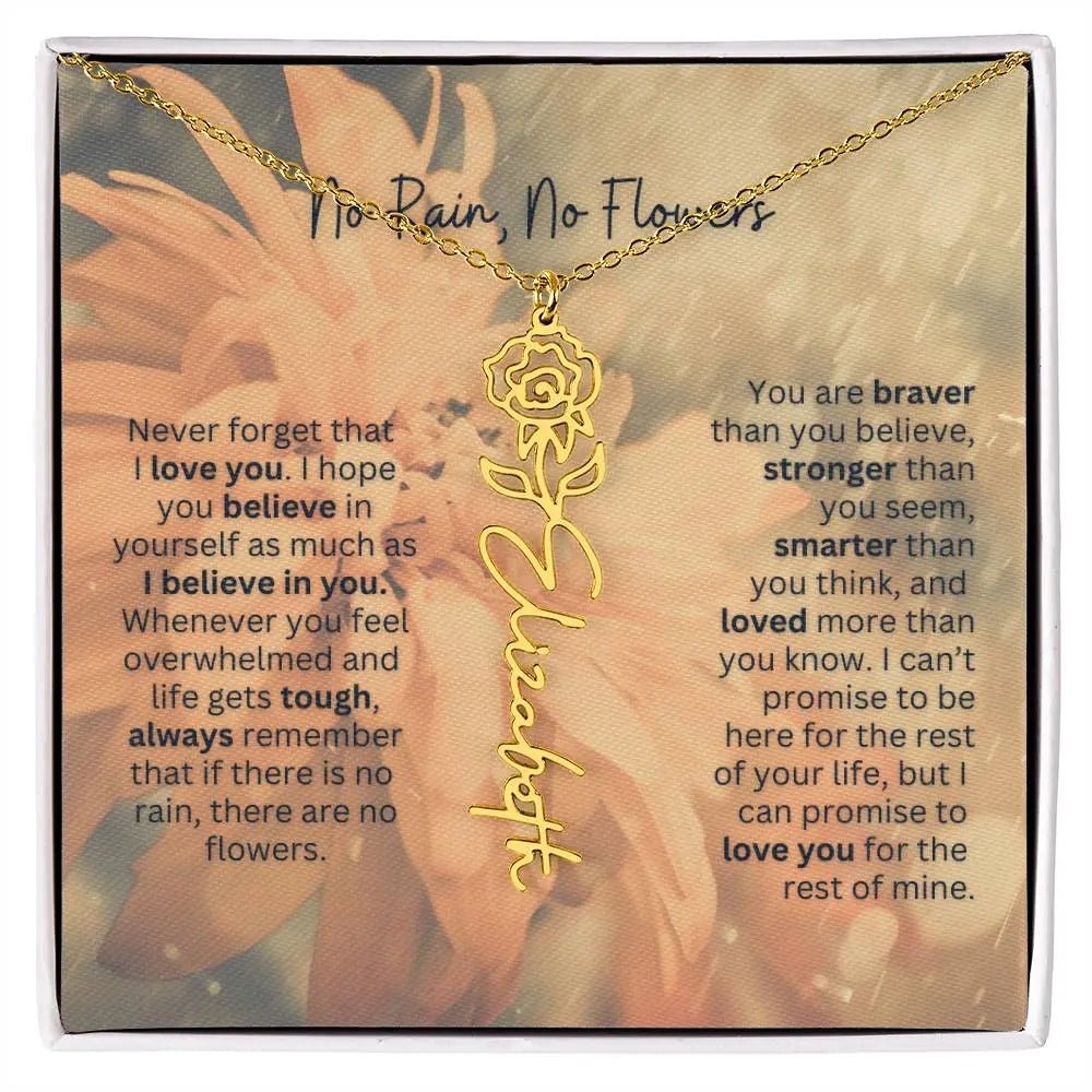 No Rain - No Flowers | Birth Necklace | Name Necklace | Elegant Jewelry for Wife, Daughter - Ever Trendy Essentials