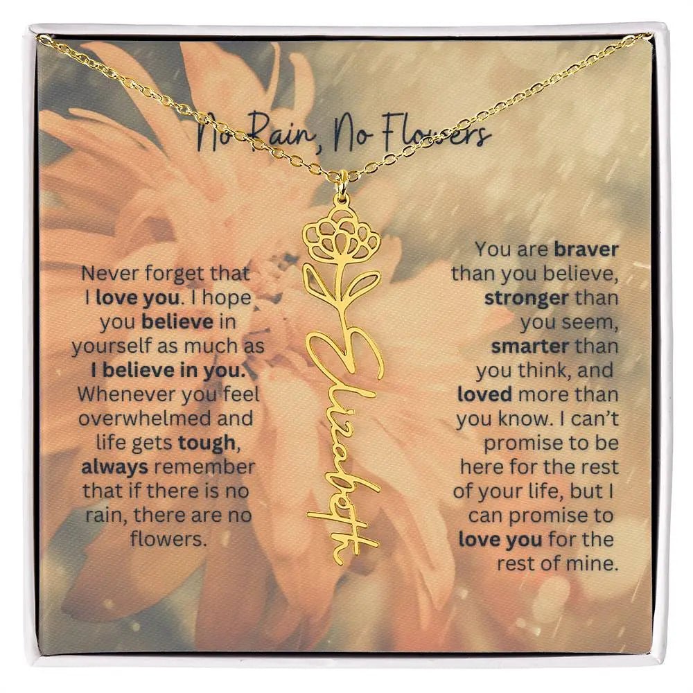 No Rain - No Flowers | Birth Necklace | Name Necklace | Elegant Jewelry for Wife, Daughter - Ever Trendy Essentials