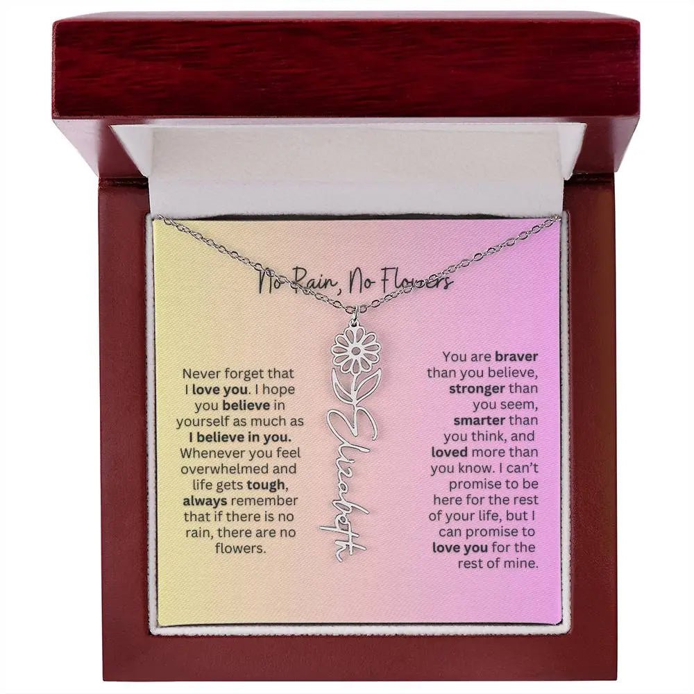No Rain - No Flowers | Birth Necklace | Name Necklace | Elegant Jewelry Gift for Mom and Bonus Daughter - Ever Trendy Essentials