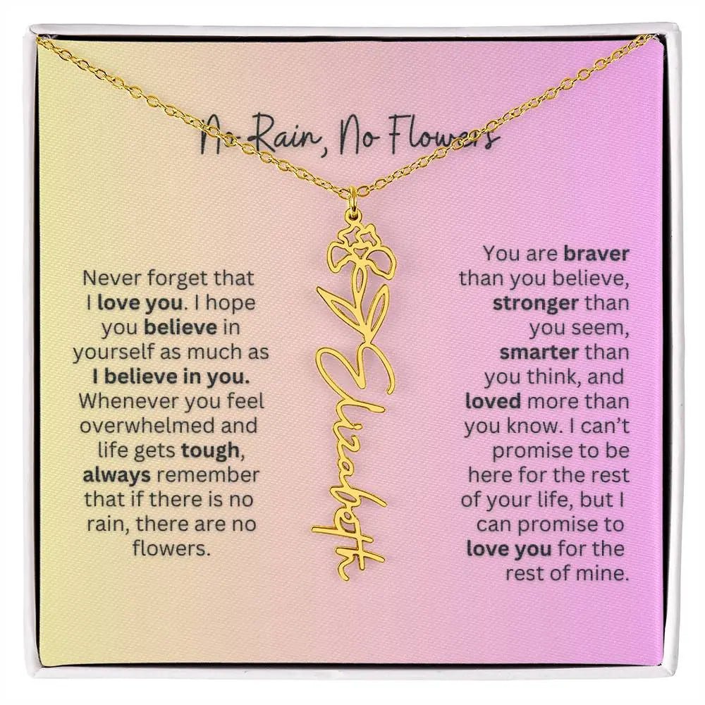 No Rain - No Flowers | Birth Necklace | Name Necklace | Elegant Jewelry Gift for Mom and Bonus Daughter - Ever Trendy Essentials