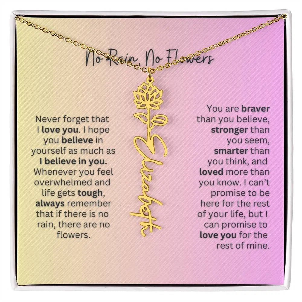 No Rain - No Flowers | Birth Necklace | Name Necklace | Elegant Jewelry Gift for Mom and Bonus Daughter - Ever Trendy Essentials