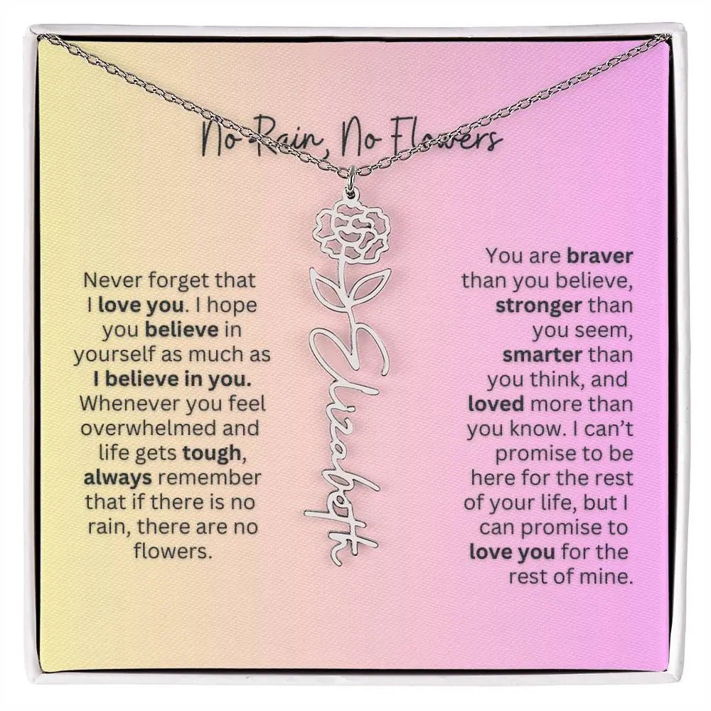 No Rain - No Flowers | Birth Necklace | Name Necklace | Elegant Jewelry Gift for Mom and Bonus Daughter - Ever Trendy Essentials