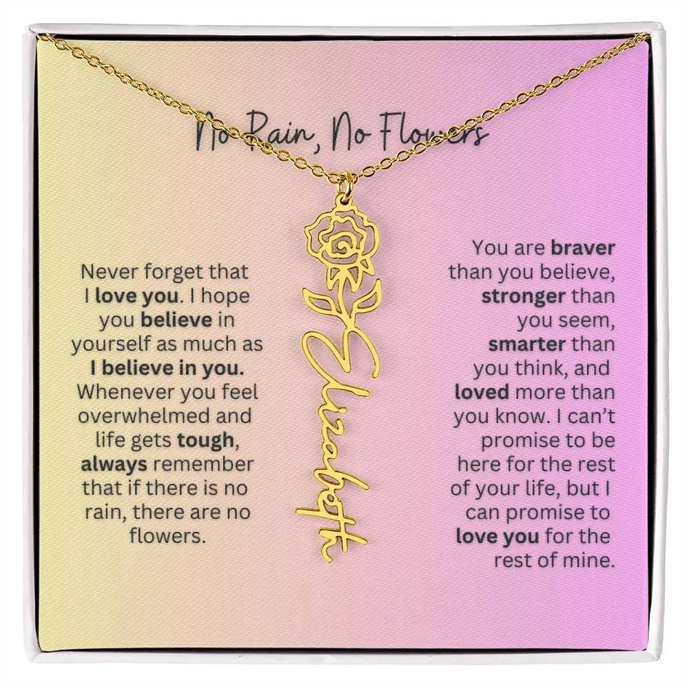 No Rain - No Flowers | Birth Necklace | Name Necklace | Elegant Jewelry Gift for Mom and Bonus Daughter - Ever Trendy Essentials