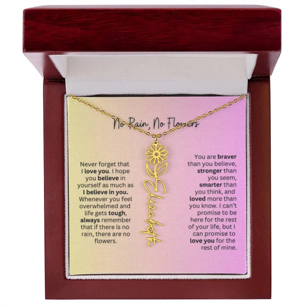 No Rain - No Flowers | Birth Necklace | Name Necklace | Elegant Jewelry Gift for Mom and Bonus Daughter - Ever Trendy Essentials