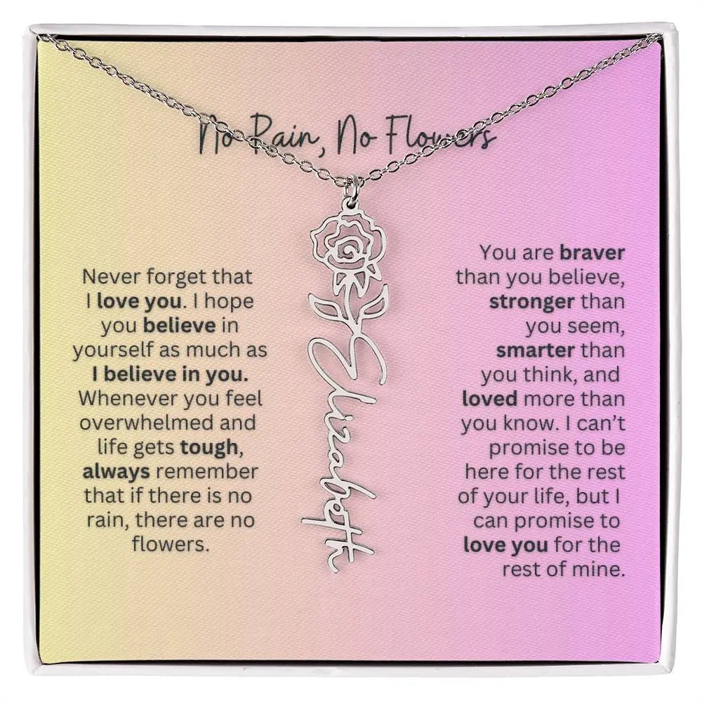 No Rain - No Flowers | Birth Necklace | Name Necklace | Elegant Jewelry Gift for Mom and Bonus Daughter - Ever Trendy Essentials