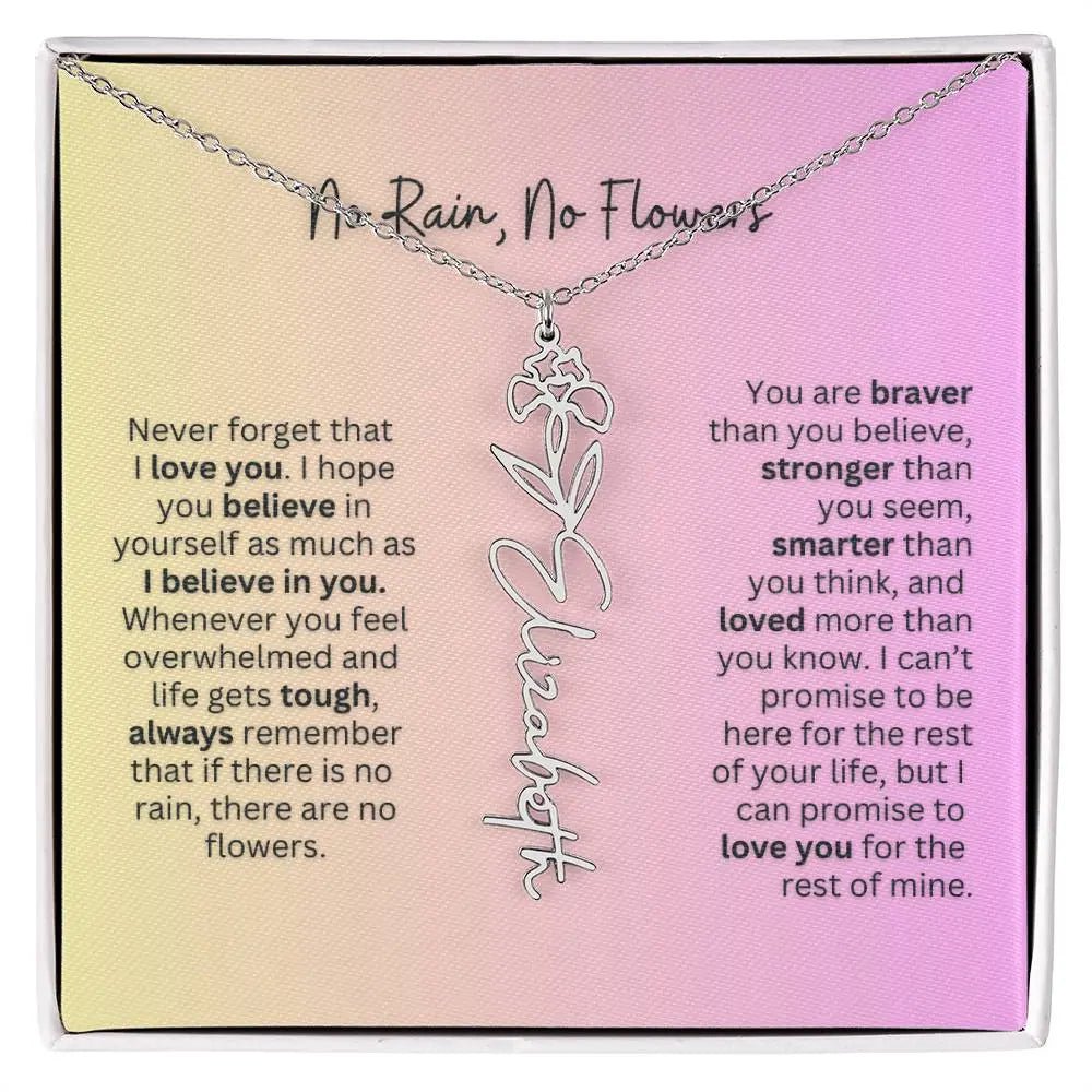 No Rain - No Flowers | Birth Necklace | Name Necklace | Elegant Jewelry Gift for Mom and Bonus Daughter - Ever Trendy Essentials