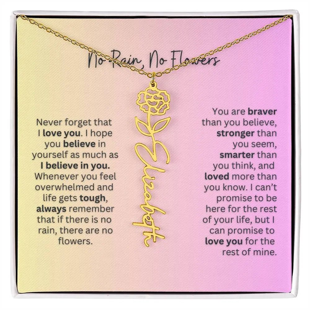 No Rain - No Flowers | Birth Necklace | Name Necklace | Elegant Jewelry Gift for Mom and Bonus Daughter - Ever Trendy Essentials