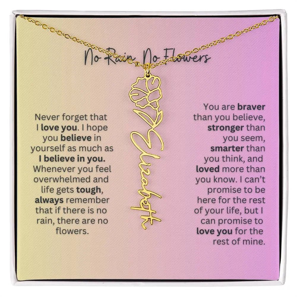 No Rain - No Flowers | Birth Necklace | Name Necklace | Elegant Jewelry Gift for Mom and Bonus Daughter - Ever Trendy Essentials