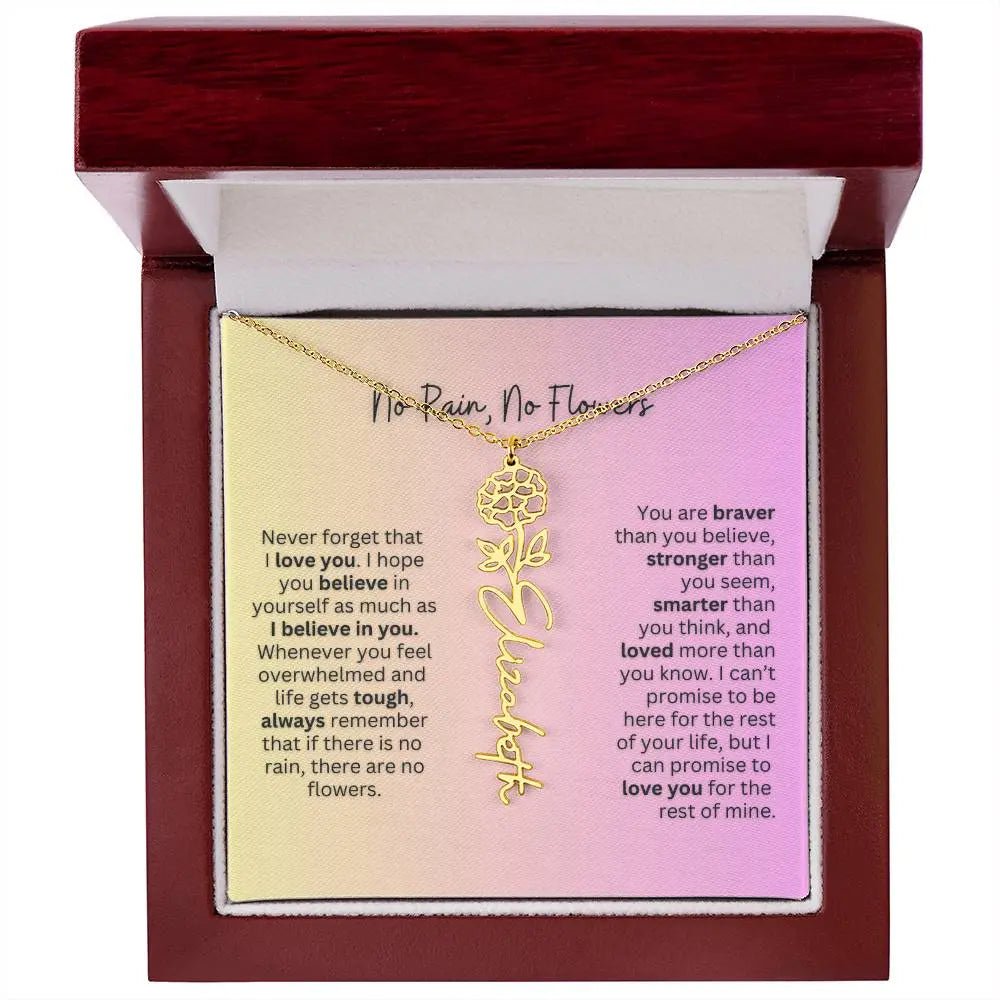 No Rain - No Flowers | Birth Necklace | Name Necklace | Elegant Jewelry Gift for Mom and Bonus Daughter - Ever Trendy Essentials