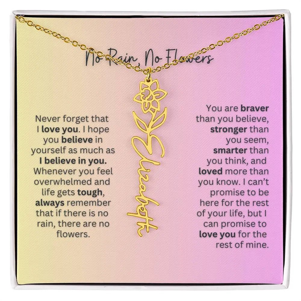 No Rain - No Flowers | Birth Necklace | Name Necklace | Elegant Jewelry Gift for Mom and Bonus Daughter - Ever Trendy Essentials