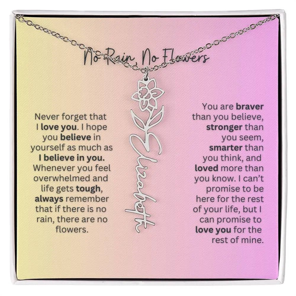 No Rain - No Flowers | Birth Necklace | Name Necklace | Elegant Jewelry Gift for Mom and Bonus Daughter - Ever Trendy Essentials
