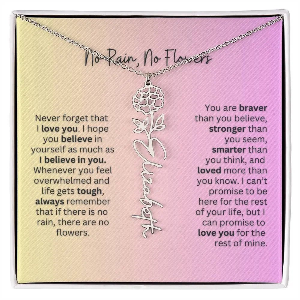 No Rain - No Flowers | Birth Necklace | Name Necklace | Elegant Jewelry Gift for Mom and Bonus Daughter - Ever Trendy Essentials