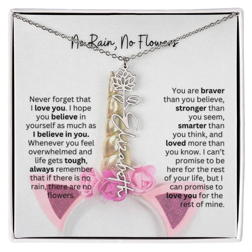 No Rain - No Flowers | Birth Necklace | Name Necklace | Enchanting Unicorn - Themed Jewelry Gift for Daughter, Wife, and Granddaughter - Ever Trendy Essentials
