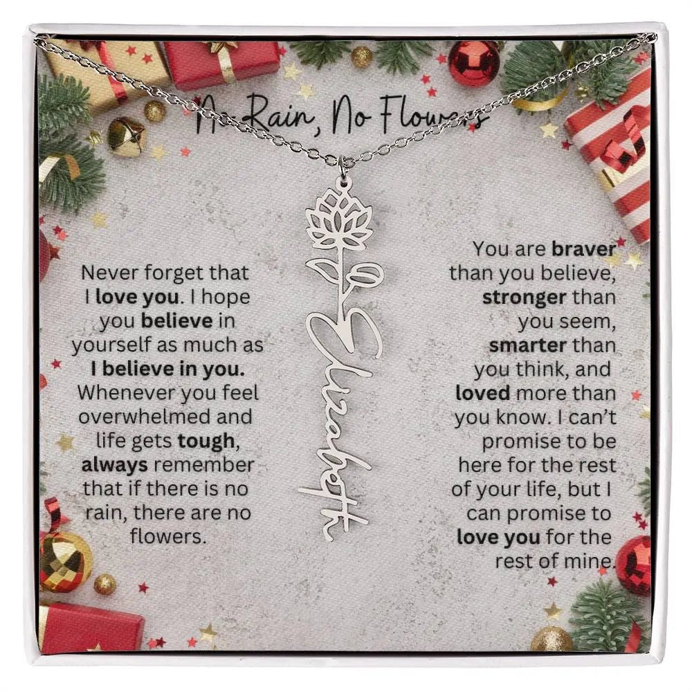 No Rain - No Flowers | Birth Necklace | Name Necklace | Festive Christmas Gift for Mom, Wife, Daughter, Sister, Best Friend, and Grandma - Ever Trendy Essentials