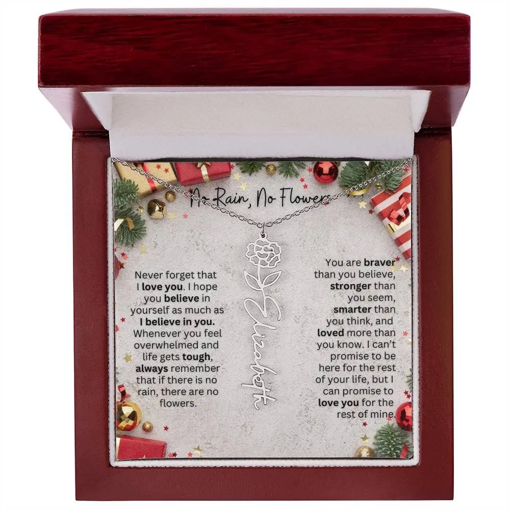 No Rain - No Flowers | Birth Necklace | Name Necklace | Festive Christmas Gift for Mom, Wife, Daughter, Sister, Best Friend, and Grandma - Ever Trendy Essentials