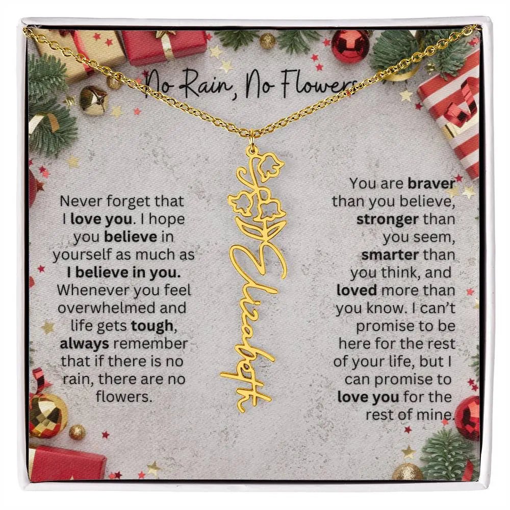 No Rain - No Flowers | Birth Necklace | Name Necklace | Festive Christmas Gift for Mom, Wife, Daughter, Sister, Best Friend, and Grandma - Ever Trendy Essentials