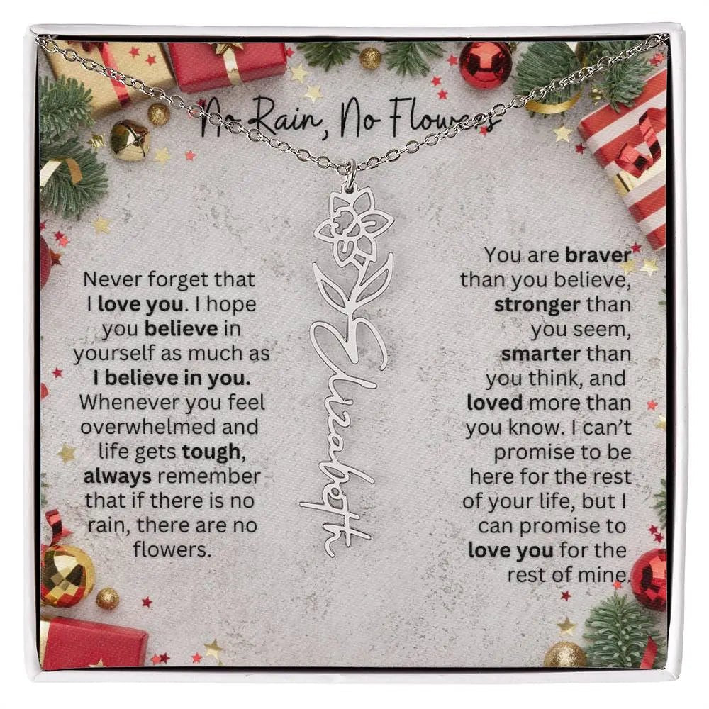 No Rain - No Flowers | Birth Necklace | Name Necklace | Festive Christmas Gift for Mom, Wife, Daughter, Sister, Best Friend, and Grandma - Ever Trendy Essentials