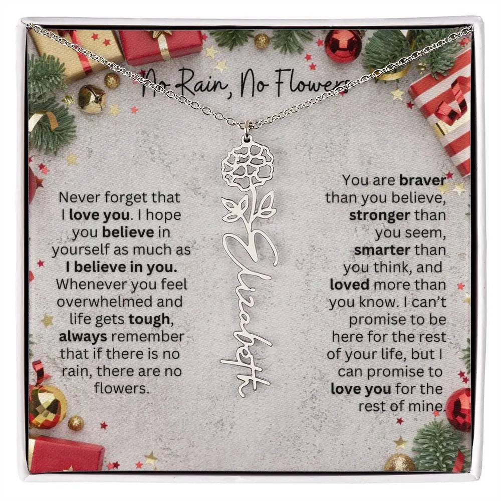 No Rain - No Flowers | Birth Necklace | Name Necklace | Festive Christmas Gift for Mom, Wife, Daughter, Sister, Best Friend, and Grandma - Ever Trendy Essentials