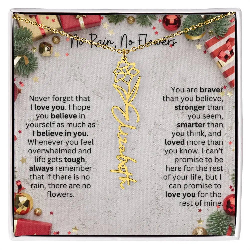 No Rain - No Flowers | Birth Necklace | Name Necklace | Festive Christmas Gift for Mom, Wife, Daughter, Sister, Best Friend, and Grandma - Ever Trendy Essentials