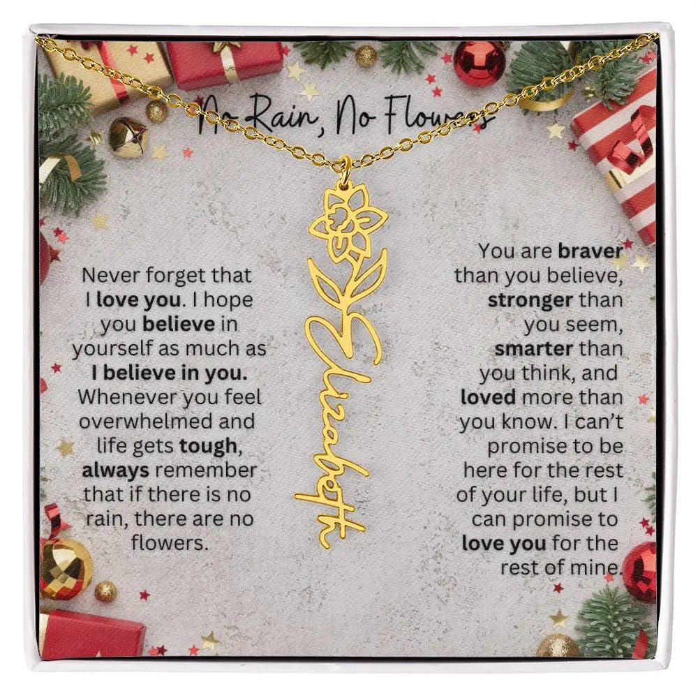 No Rain - No Flowers | Birth Necklace | Name Necklace | Festive Christmas Gift for Mom, Wife, Daughter, Sister, Best Friend, and Grandma - Ever Trendy Essentials