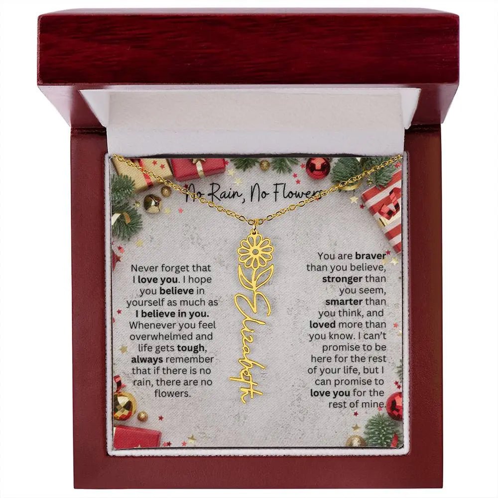 No Rain - No Flowers | Birth Necklace | Name Necklace | Festive Christmas Gift for Mom, Wife, Daughter, Sister, Best Friend, and Grandma - Ever Trendy Essentials