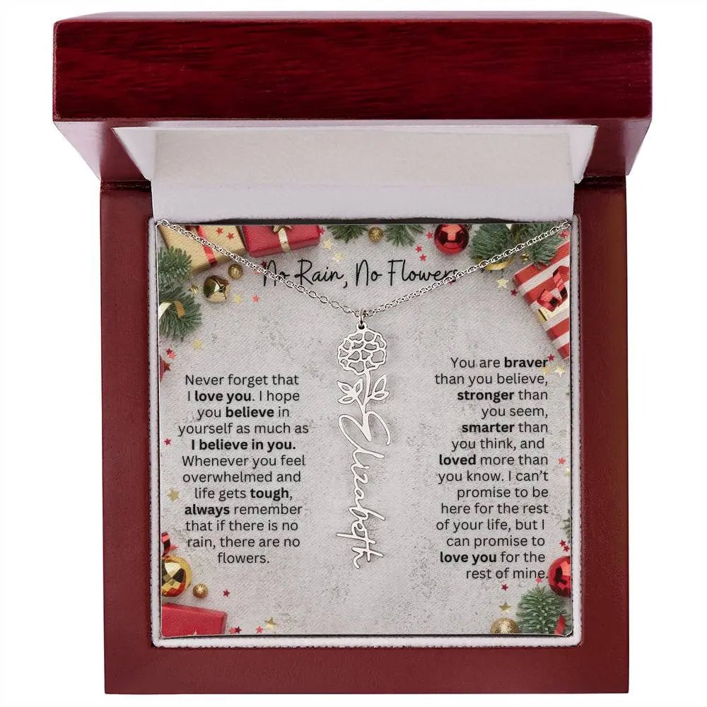 No Rain - No Flowers | Birth Necklace | Name Necklace | Festive Christmas Gift for Mom, Wife, Daughter, Sister, Best Friend, and Grandma - Ever Trendy Essentials