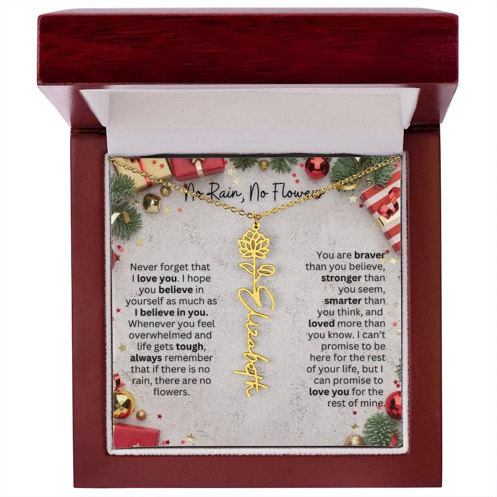 No Rain - No Flowers | Birth Necklace | Name Necklace | Festive Christmas Gift for Mom, Wife, Daughter, Sister, Best Friend, and Grandma - Ever Trendy Essentials