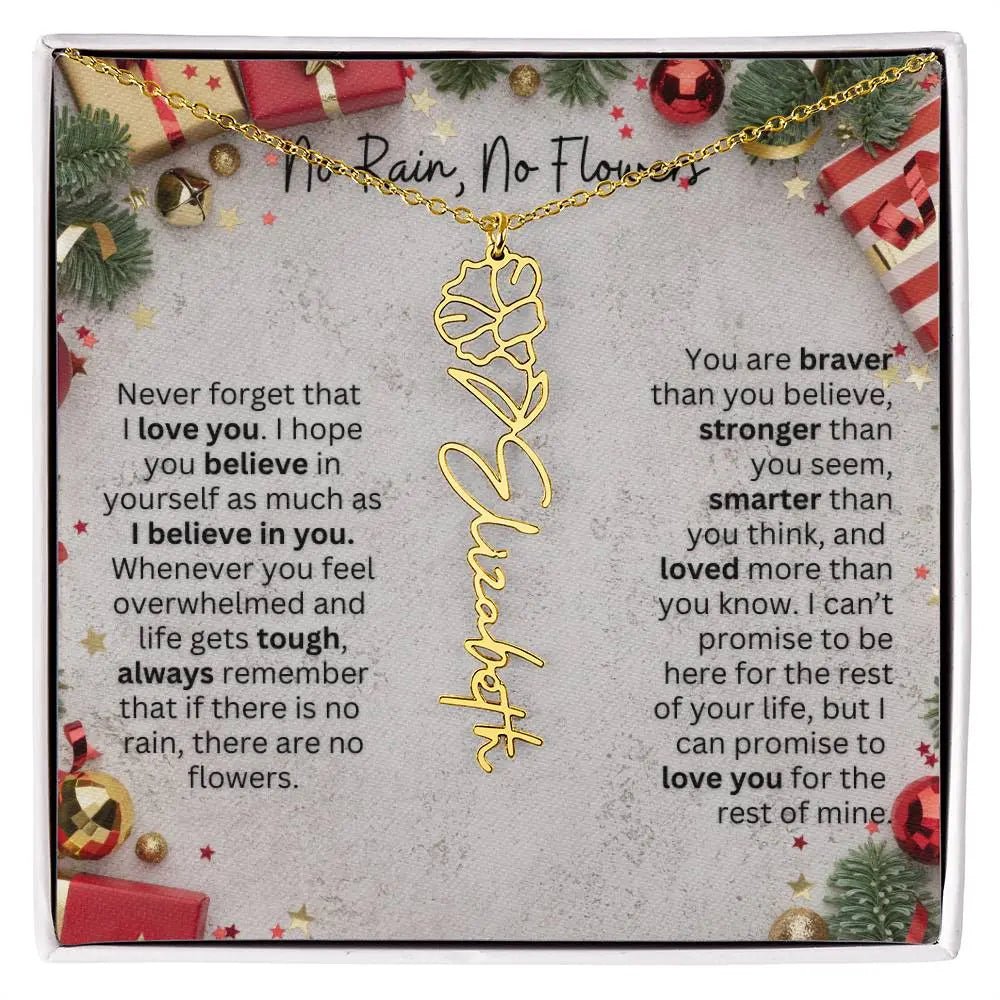 No Rain - No Flowers | Birth Necklace | Name Necklace | Festive Christmas Gift for Mom, Wife, Daughter, Sister, Best Friend, and Grandma - Ever Trendy Essentials