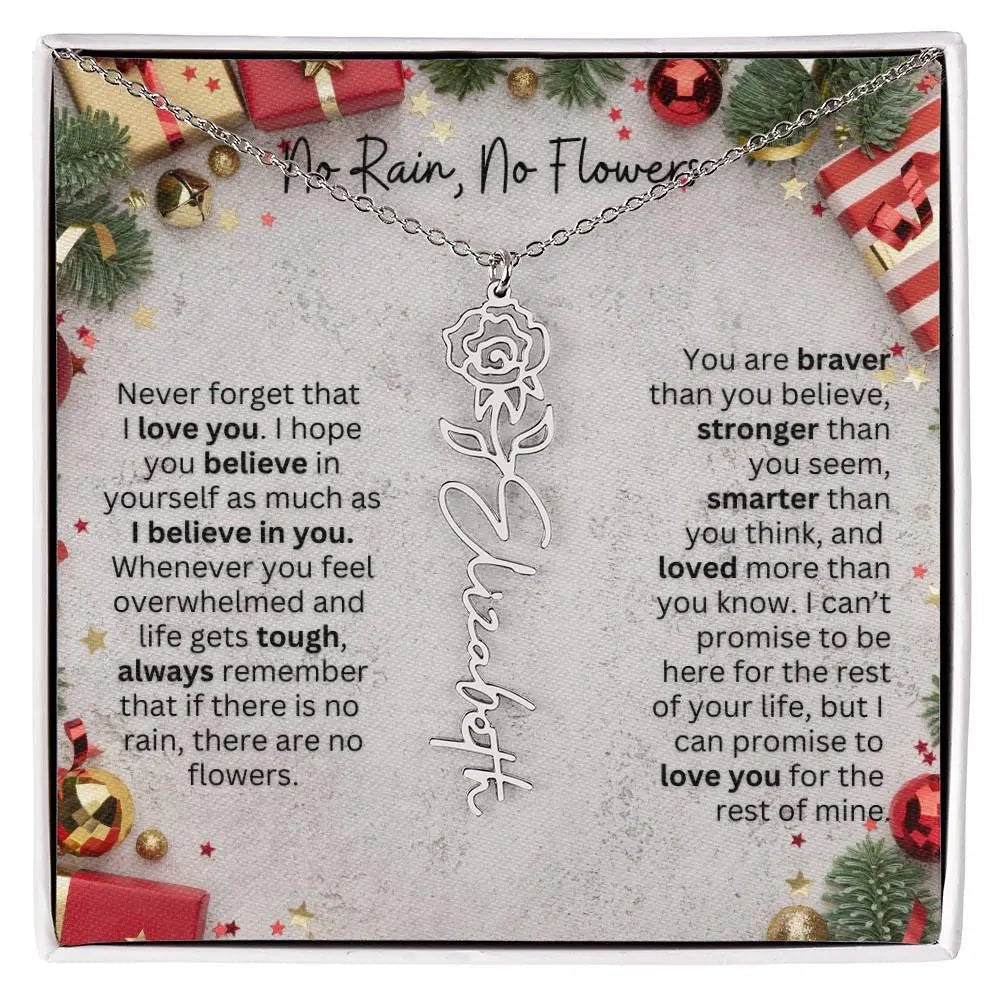 No Rain - No Flowers | Birth Necklace | Name Necklace | Festive Christmas Gift for Mom, Wife, Daughter, Sister, Best Friend, and Grandma - Ever Trendy Essentials