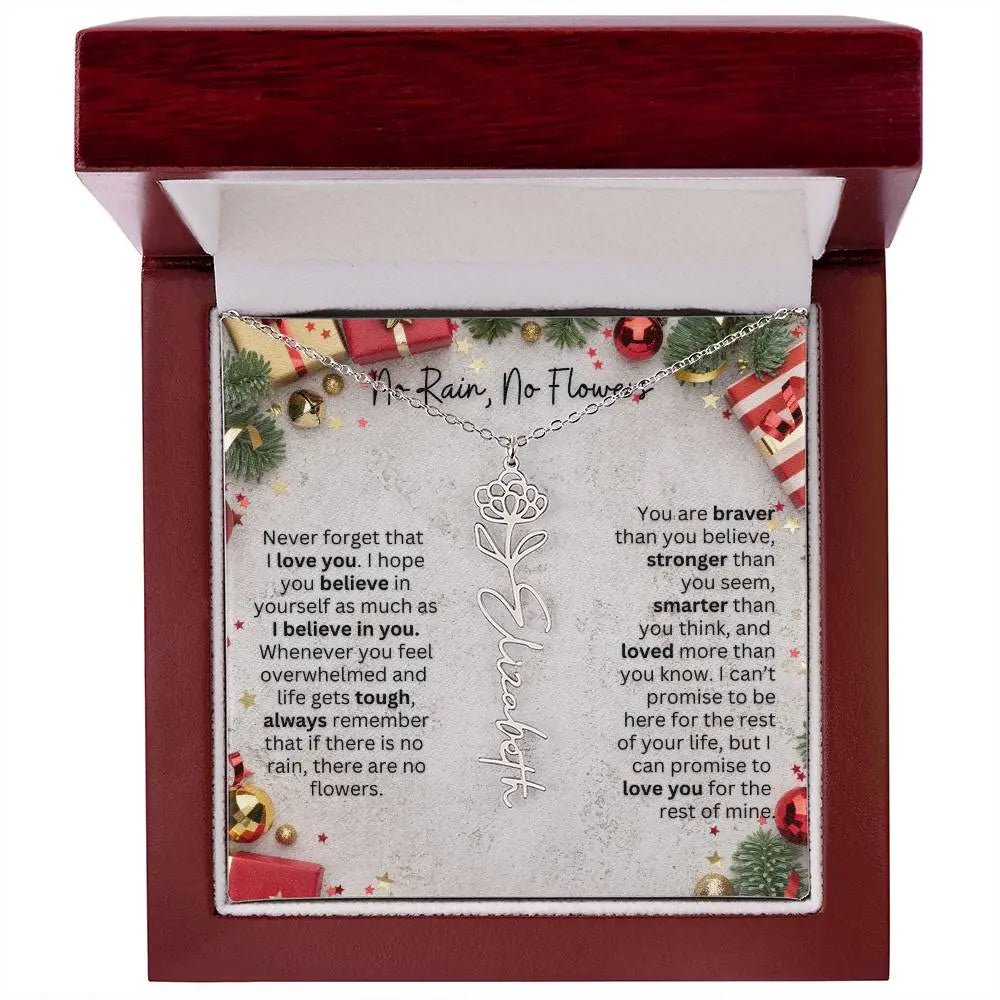No Rain - No Flowers | Birth Necklace | Name Necklace | Festive Christmas Gift for Mom, Wife, Daughter, Sister, Best Friend, and Grandma - Ever Trendy Essentials