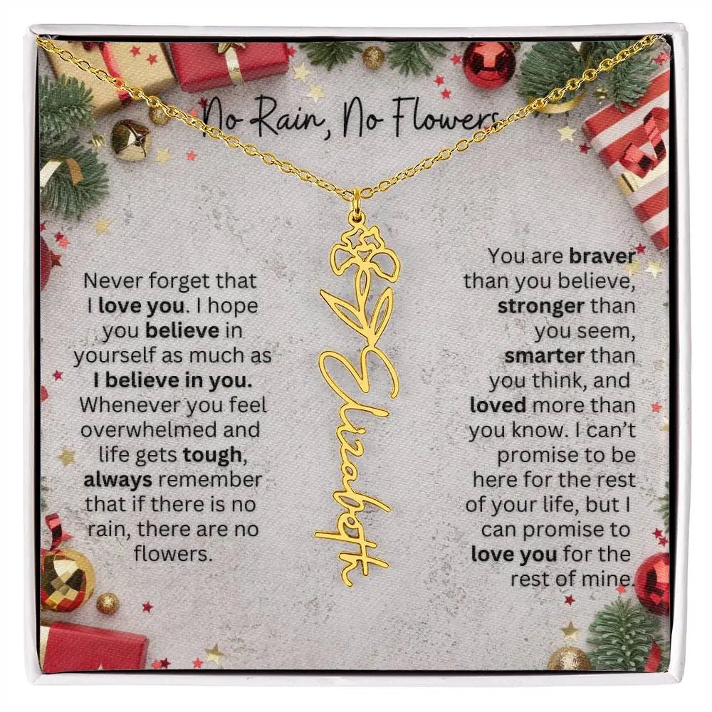 No Rain - No Flowers | Birth Necklace | Name Necklace | Festive Christmas Gift for Mom, Wife, Daughter, Sister, Best Friend, and Grandma - Ever Trendy Essentials