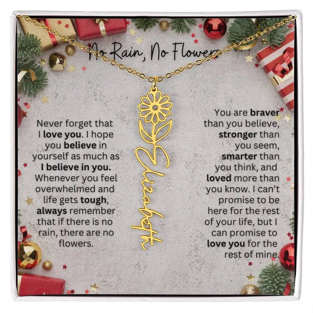 No Rain - No Flowers | Birth Necklace | Name Necklace | Festive Christmas Gift for Mom, Wife, Daughter, Sister, Best Friend, and Grandma - Ever Trendy Essentials