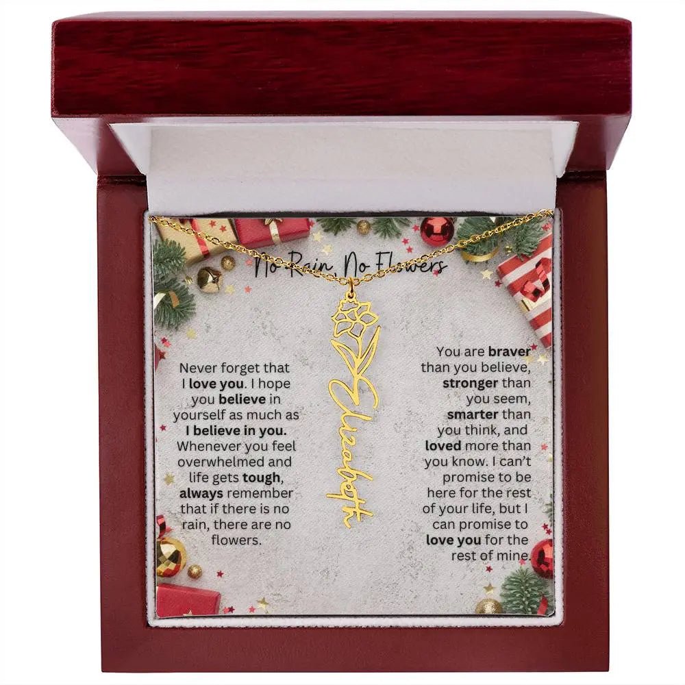 No Rain - No Flowers | Birth Necklace | Name Necklace | Festive Christmas Gift for Mom, Wife, Daughter, Sister, Best Friend, and Grandma - Ever Trendy Essentials
