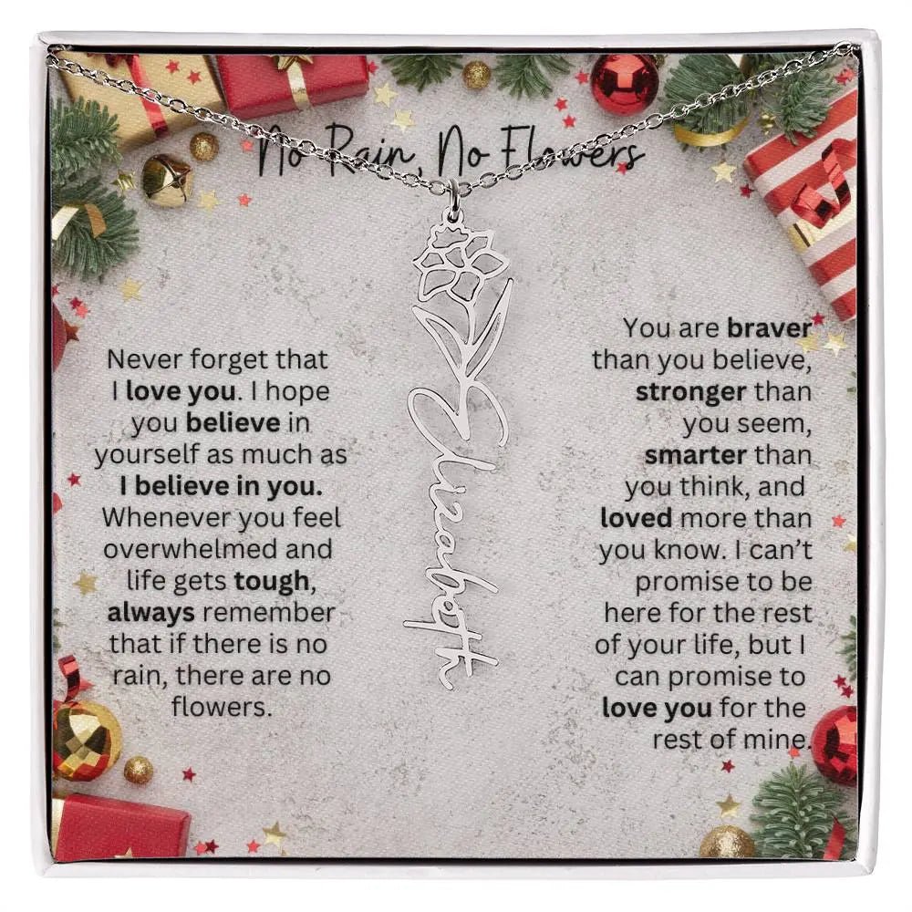 No Rain - No Flowers | Birth Necklace | Name Necklace | Festive Christmas Gift for Mom, Wife, Daughter, Sister, Best Friend, and Grandma - Ever Trendy Essentials