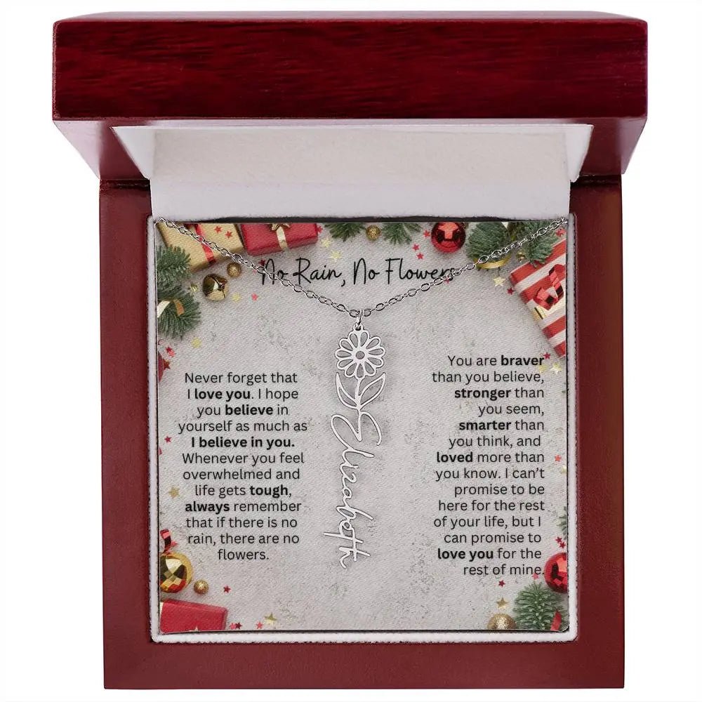 No Rain - No Flowers | Birth Necklace | Name Necklace | Festive Christmas Gift for Mom, Wife, Daughter, Sister, Best Friend, and Grandma - Ever Trendy Essentials
