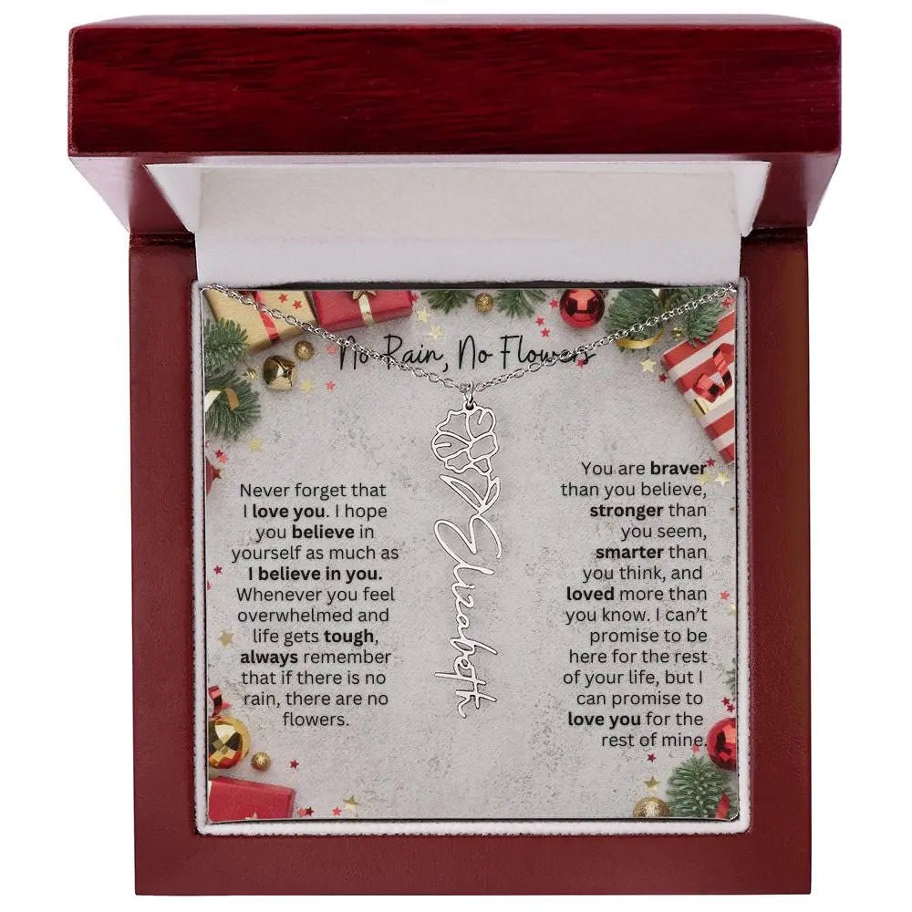 No Rain - No Flowers | Birth Necklace | Name Necklace | Festive Christmas Gift for Mom, Wife, Daughter, Sister, Best Friend, and Grandma - Ever Trendy Essentials