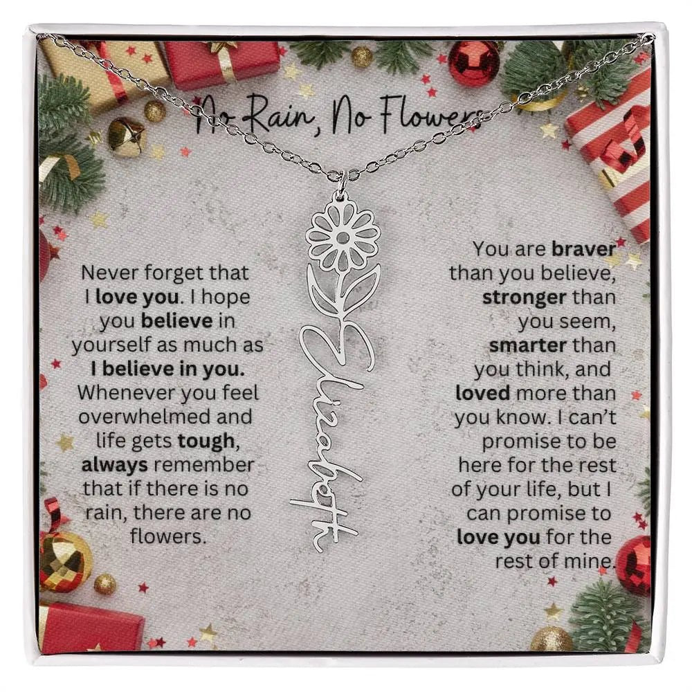 No Rain - No Flowers | Birth Necklace | Name Necklace | Festive Christmas Gift for Mom, Wife, Daughter, Sister, Best Friend, and Grandma - Ever Trendy Essentials