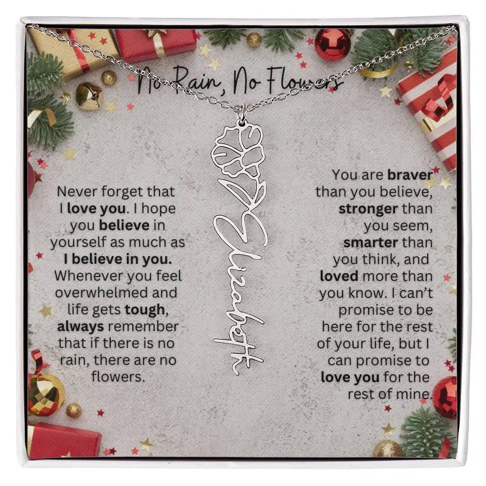 No Rain - No Flowers | Birth Necklace | Name Necklace | Festive Christmas Gift for Mom, Wife, Daughter, Sister, Best Friend, and Grandma - Ever Trendy Essentials
