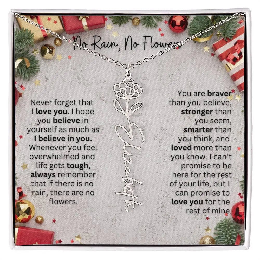 No Rain - No Flowers | Birth Necklace | Name Necklace | Festive Christmas Gift for Mom, Wife, Daughter, Sister, Best Friend, and Grandma - Ever Trendy Essentials