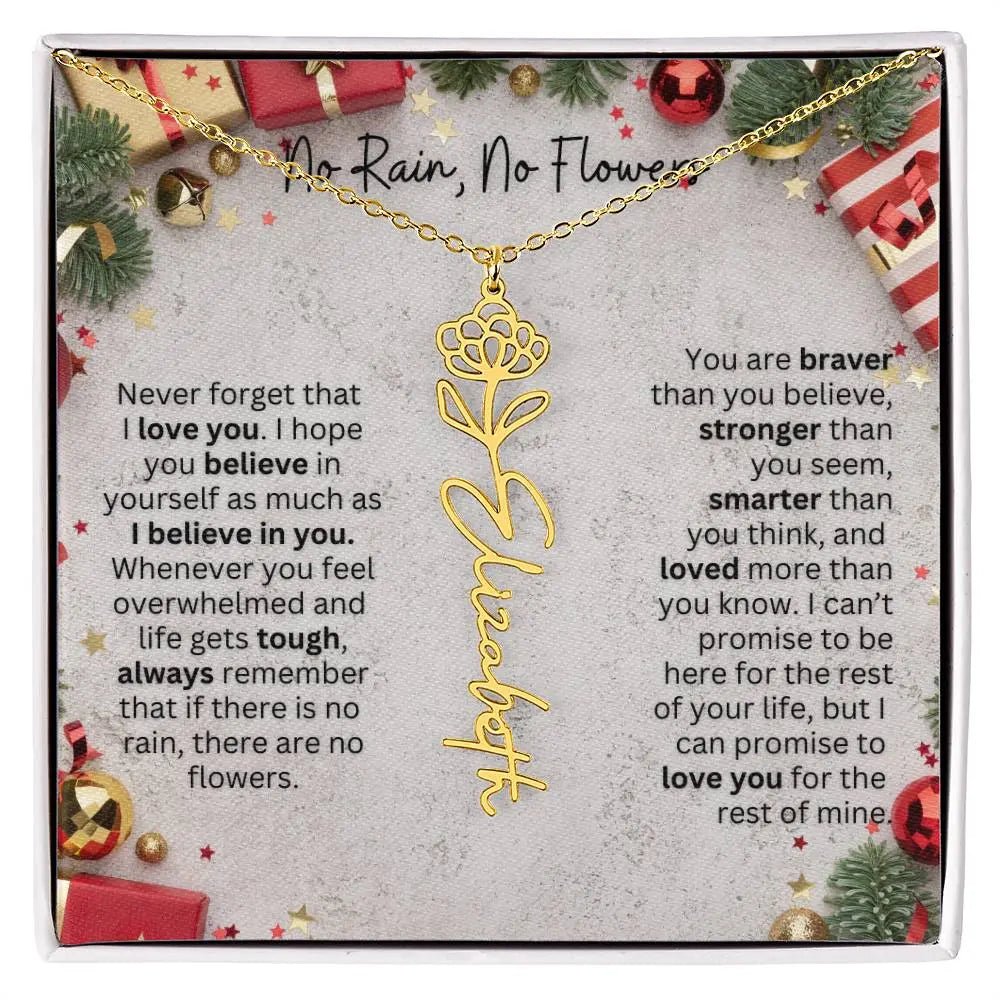 No Rain - No Flowers | Birth Necklace | Name Necklace | Festive Christmas Gift for Mom, Wife, Daughter, Sister, Best Friend, and Grandma - Ever Trendy Essentials