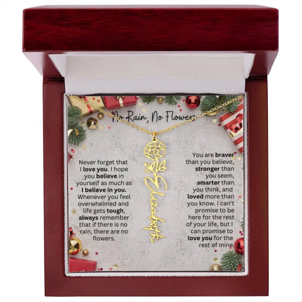 No Rain - No Flowers | Birth Necklace | Name Necklace | Festive Christmas Gift for Mom, Wife, Daughter, Sister, Best Friend, and Grandma - Ever Trendy Essentials