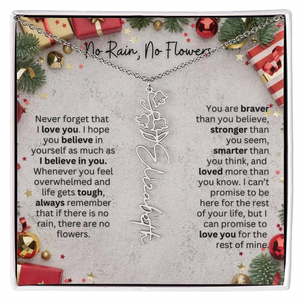 No Rain - No Flowers | Birth Necklace | Name Necklace | Festive Christmas Gift for Mom, Wife, Daughter, Sister, Best Friend, and Grandma - Ever Trendy Essentials