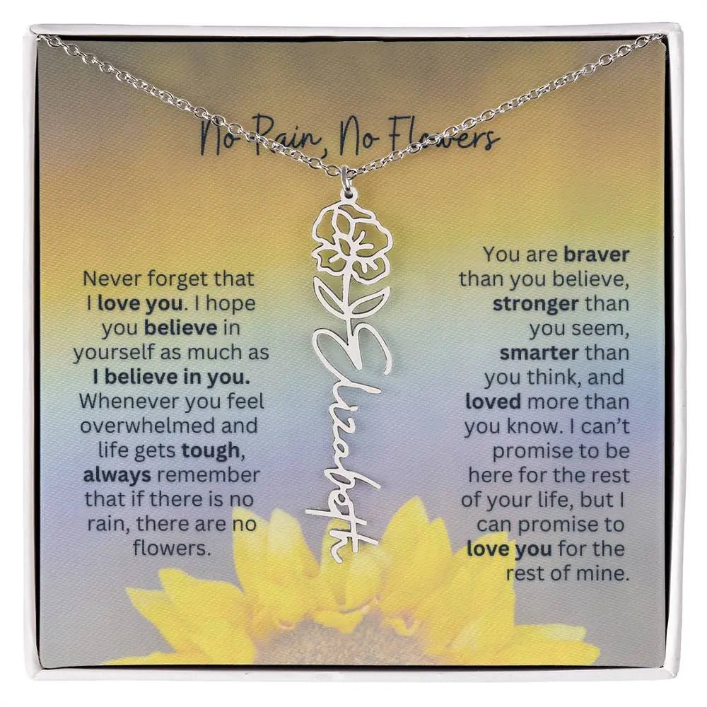No Rain - No Flowers | Birth Necklace | Name Necklace | Jewelry for All Special Women: Wife, Soulmate, Daughter - Ever Trendy Essentials